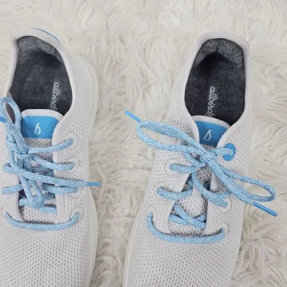 All Birds Tree Runners White Aqua Teal Mesh Men's Size 11 NWOB Athletic Sneaker